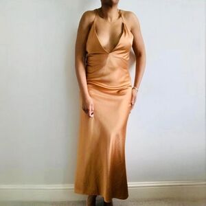 Zara bronze satin long dress